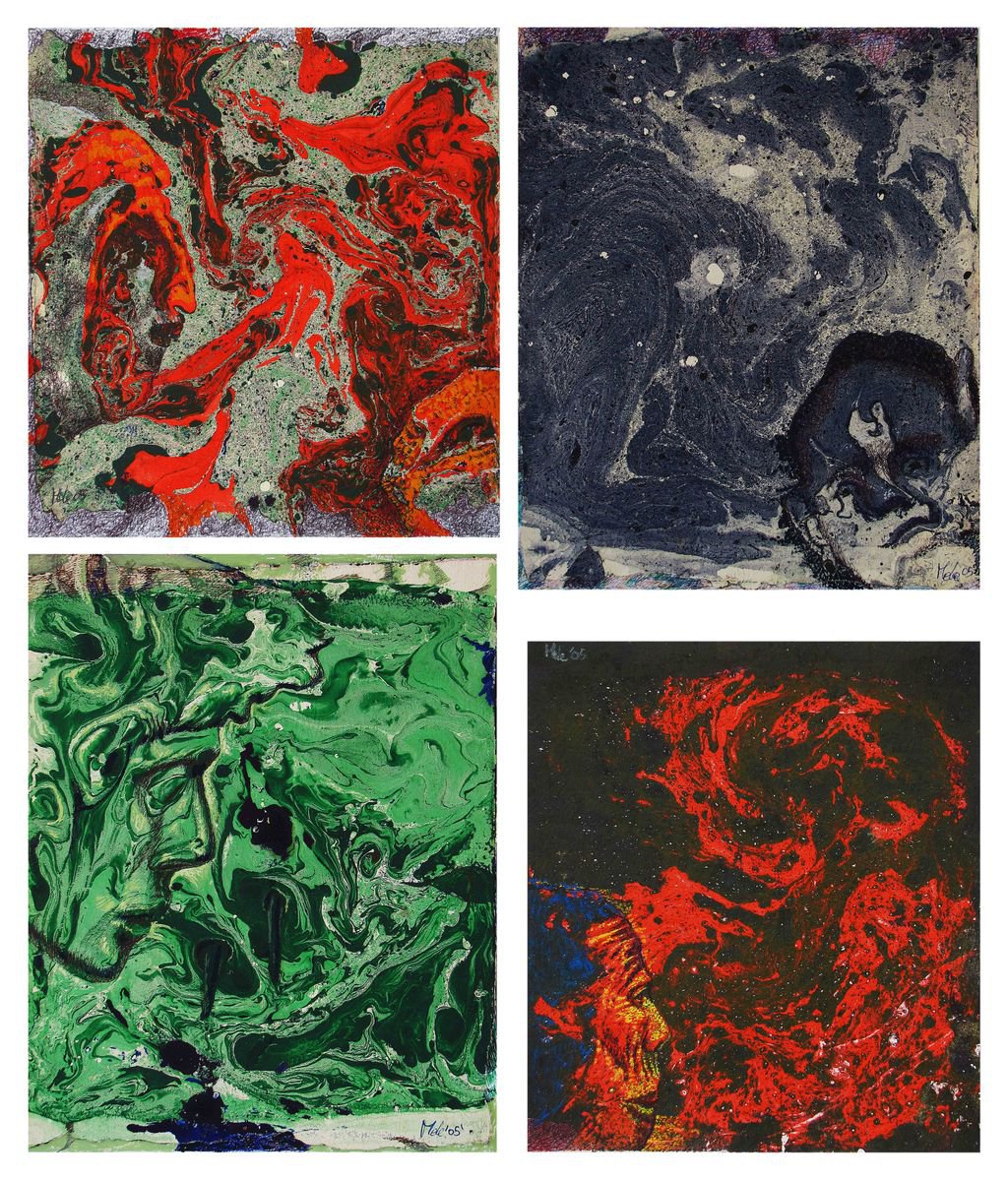 Portrait Painting By Antonio Mele, 23 X 27, Sguardi Alieni., Original Artwork