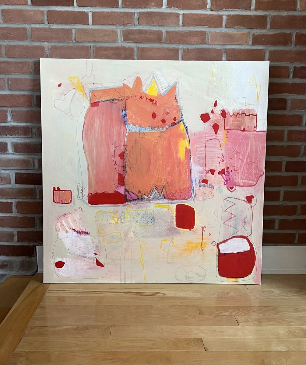 Abstract Acrylic Painting By Marti Leroux, 40 X 40", Je T