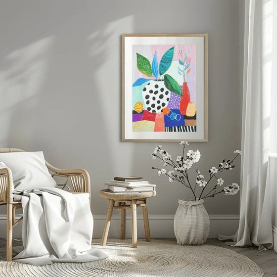 Colorful Still Life with Vases