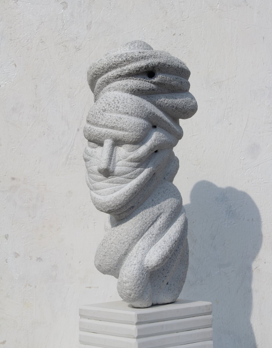 Surrealistic Portrait Stone Sculpture By Ognyan Hristov, 11 X 23", "Water", Original Artwork