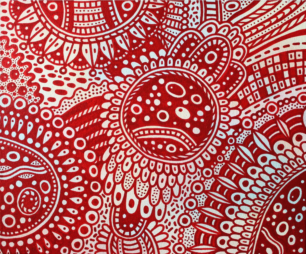 Surreal Pattern n.5 - Red Flowers by Veronika Demenko