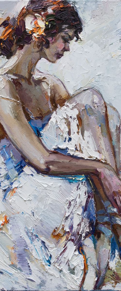 Ballerina - Original oil painting 55 x 65 cm by Anastasiia Valiulina