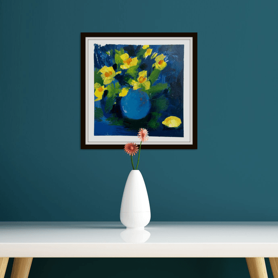 Still Life with Daffodils and Lemon