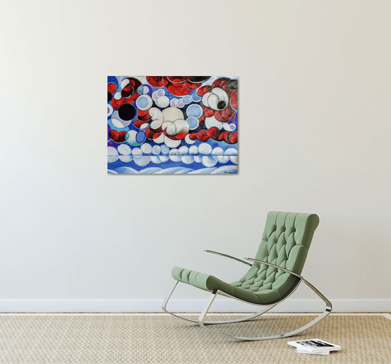 Winter evening-2 (60x80cm, cubism, oil painting, ready to hang)