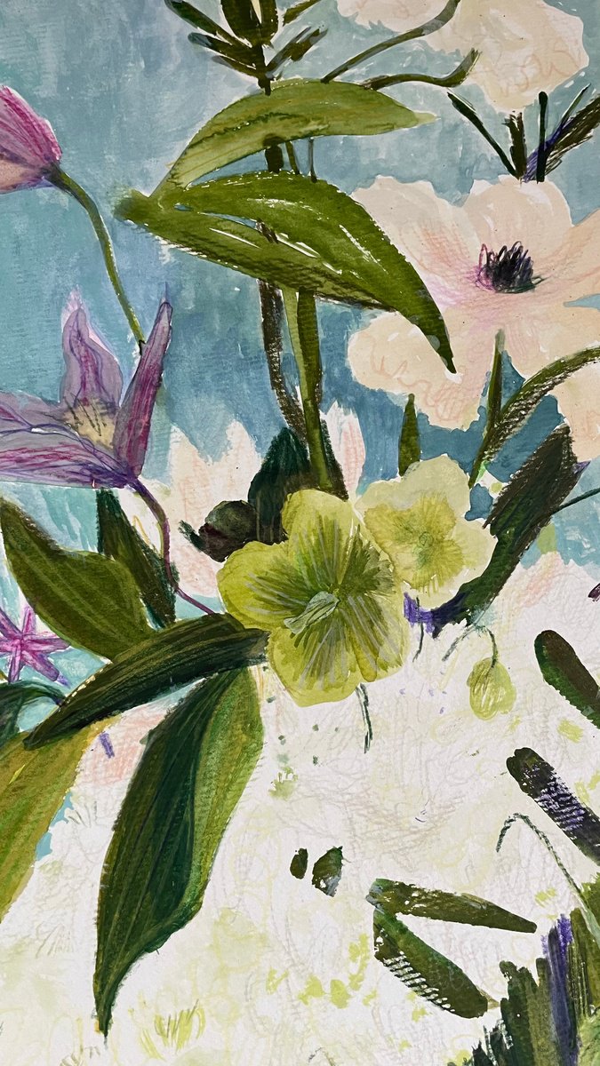 Impressionistic Botanical Painting By Anastasia Mazur-Skrobova, 12 X 15, Festive Bouquet, Original Artwork