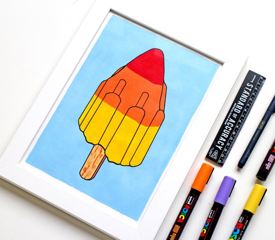 Rocket Lolly - Pop Art Painting On A4 Paper (Unframed)