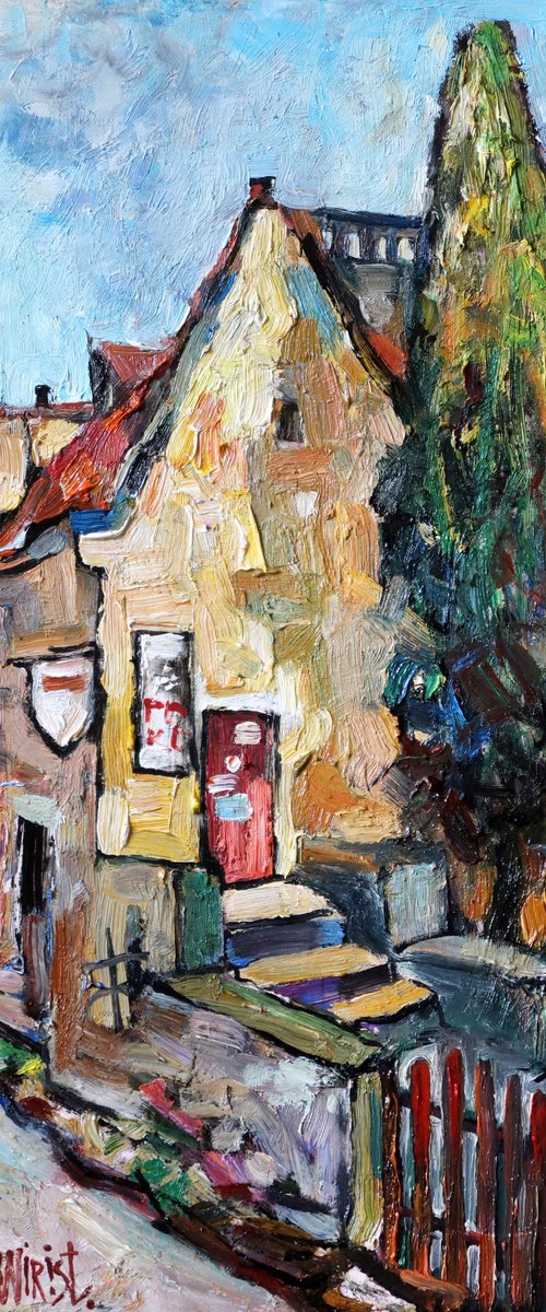"On a Street in Beynac-et-Cazenac" by Nikifor Swiristuhin