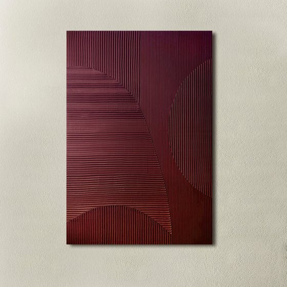 "Burgundy Field 5" Burgundy textured abstract
