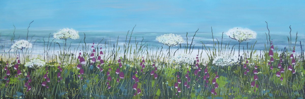  Cornish Coast Meadow By Elaine Allender, 35 X 12, Artwork For Sale On Artfinder