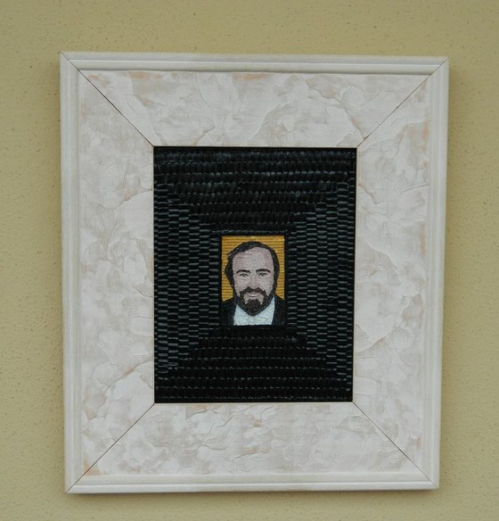 Luciano Pavarotti - glass micro mosaic portrait