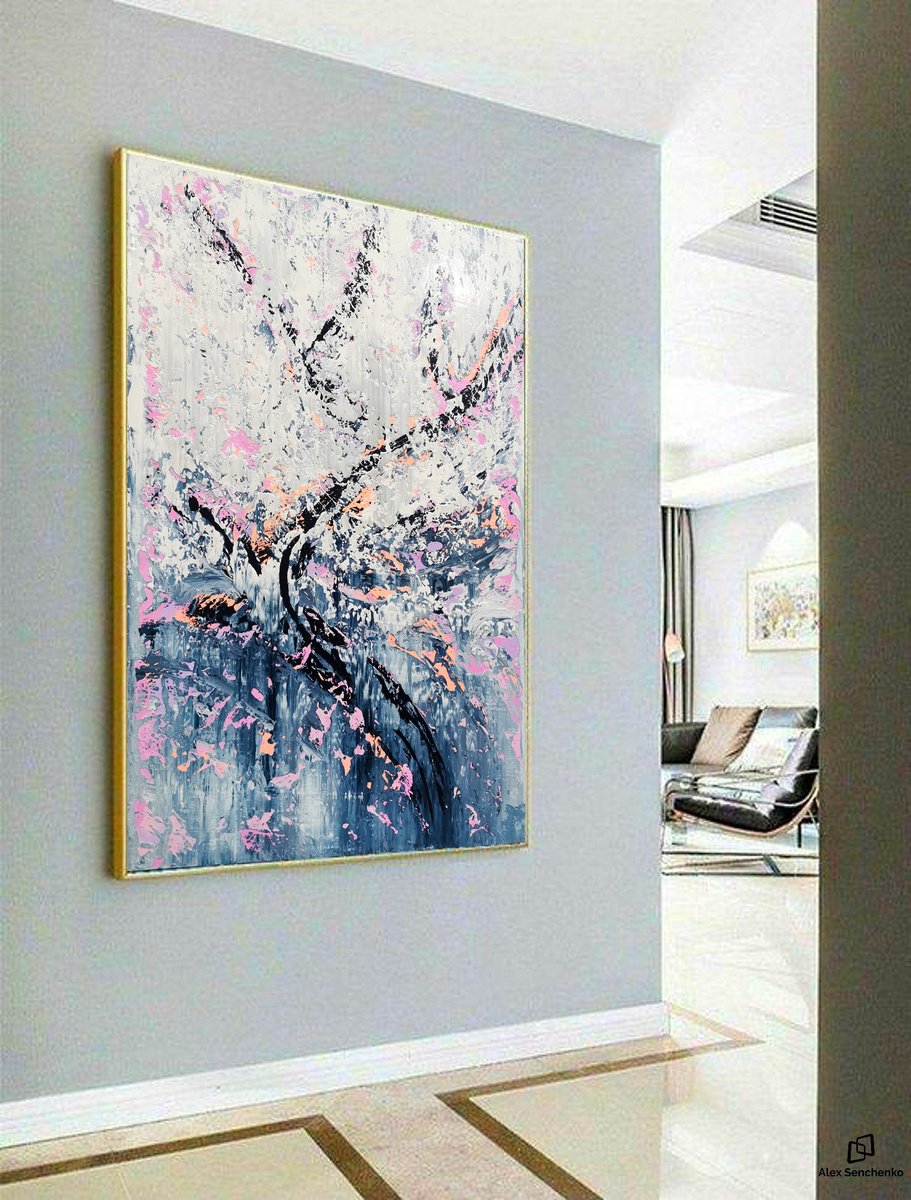 Abstract Acrylic Painting By Alex Senchenko, 39 X 59, Abstract 2225, Original Artwork