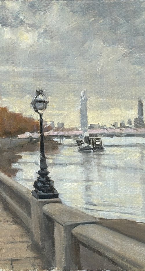 Albert Bridge Autumn by Louise Gillard