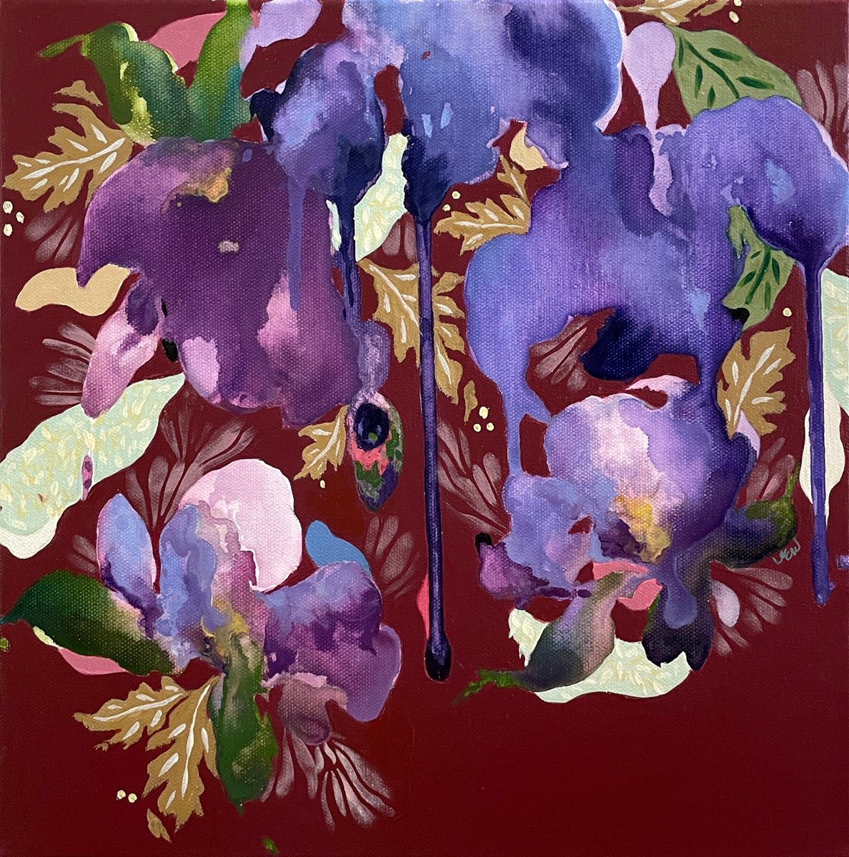 Organic Botanical Watercolour By Nicole Esposito Woodall, 12 X 12", Harvest Bouquet, Original Artwork