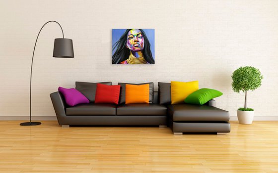 "Pride of the wind", a fantasy woman palette knife portrait from "colorful emotions" collection