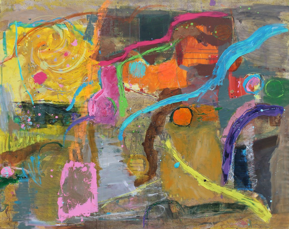 Expressive Abstract Acrylic Painting By Sergiy Dekalyuk, 59 X 47", Factory, Original Artwork