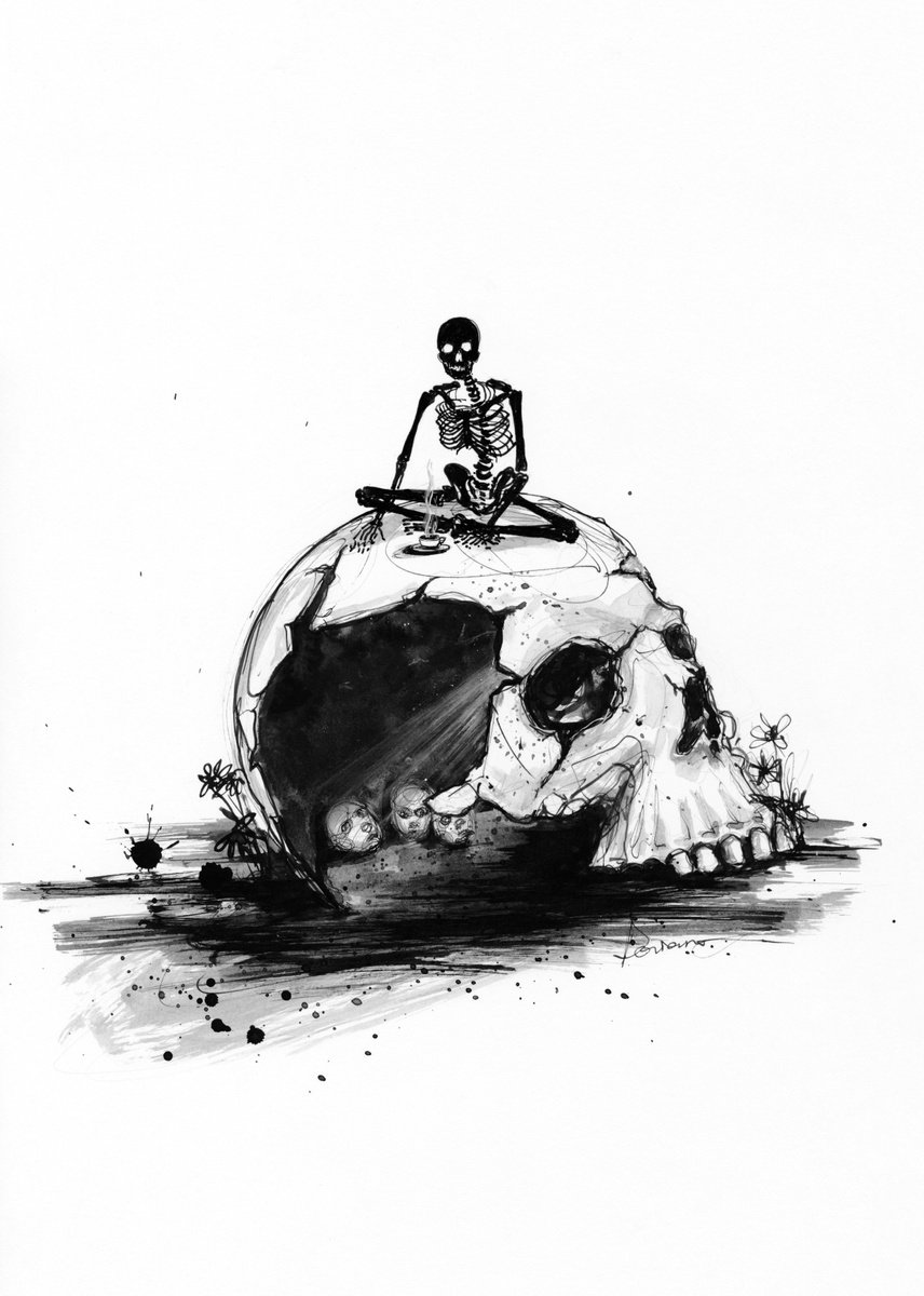 Expressive Portrait Ink Drawing By Doriana Popa, 8 X 12, Camp, Original Artwork