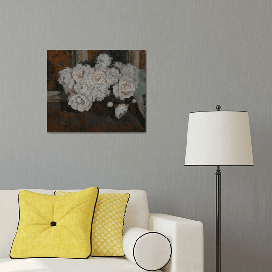 Peonies Near The Night Window