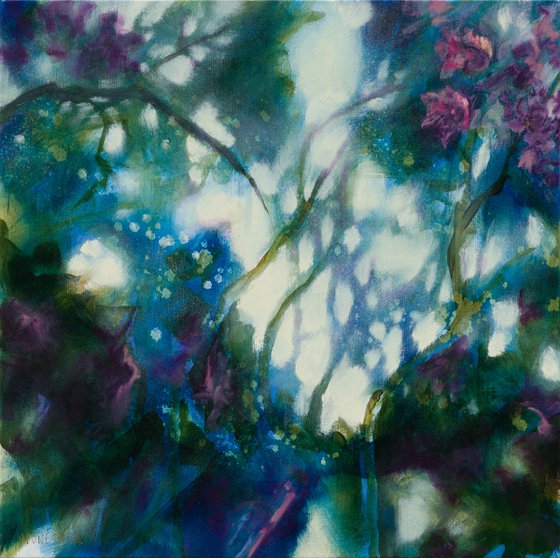 The night of the fairies - floral abstract landscape woodland