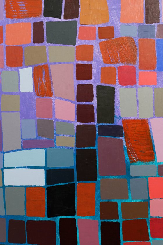 Squares / Turquoise Purple Orange
