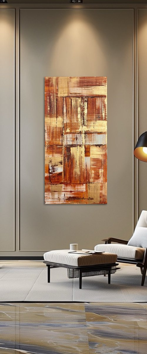 Field of Study Ochre 50x100x2 cm by Exclusive Arts