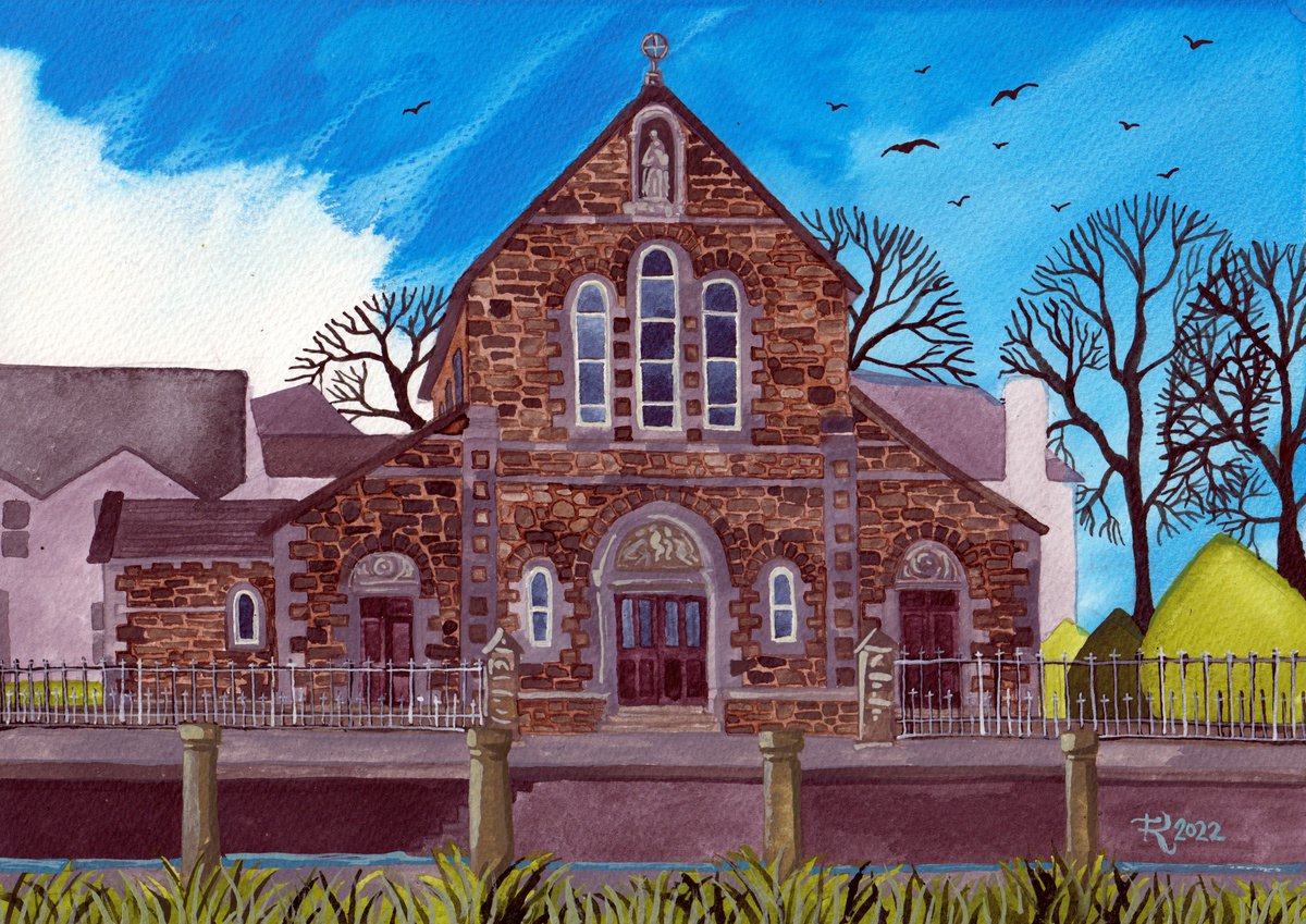 Illustrative Cityscapes Painting By Terri Smith, 16 X 12", Claddagh Church, Original Artwork