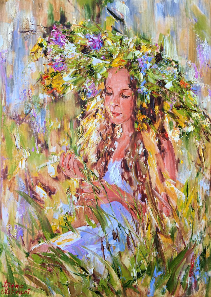 Impressionistic Portrait Oil Painting By Diana Malivani, 12 X 17, Souvenirs De L