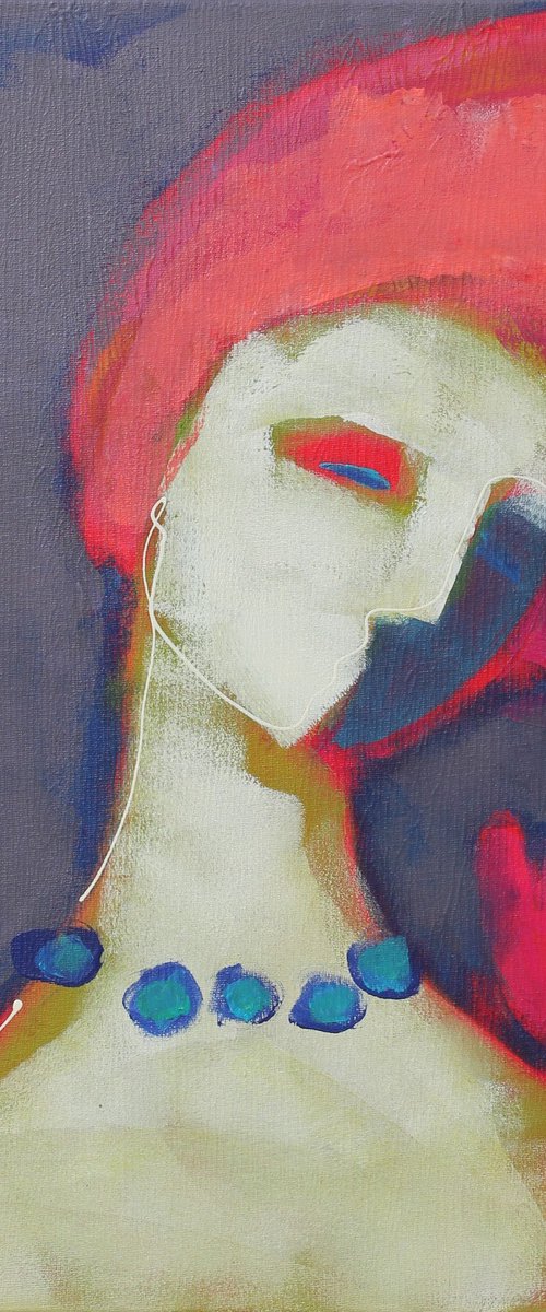 Woman in turquoise beads. by Tatjana Auschew