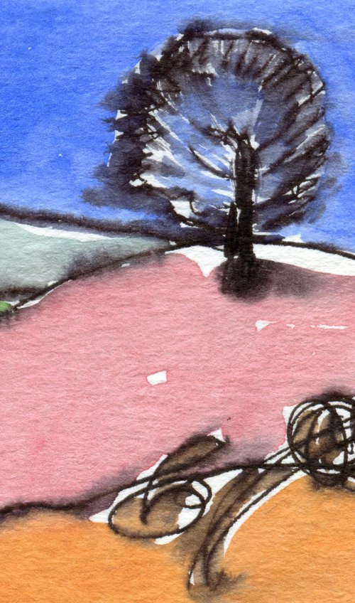 One Tree Hill; Original Watercolour ACEO by Elizabeth Anne Fox