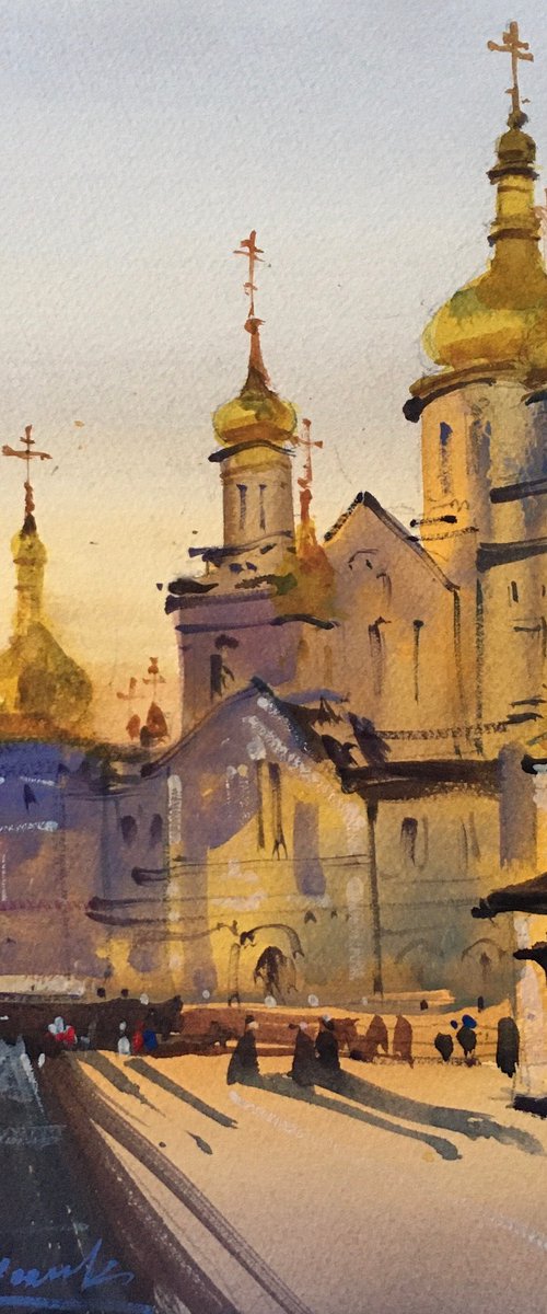 The temple is illuminated by warm evening light by Andrii Kovalyk