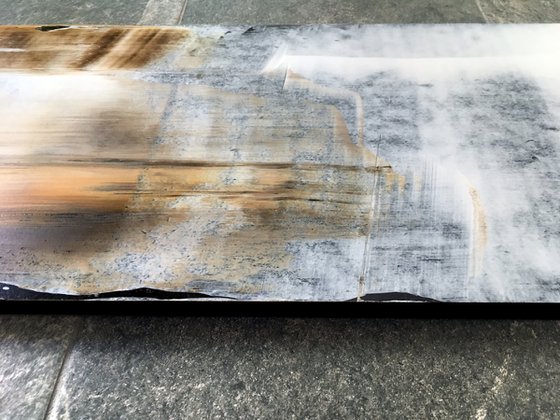 "Mudslide" - FREE USA SHIPPING + Special Price - Original PMS Abstract Acrylic Painting On Reclaimed Wood - 41.5" x 11.5"