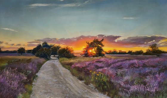 «Moorland at sunset»/«Paesaggio di erica al tramonto»