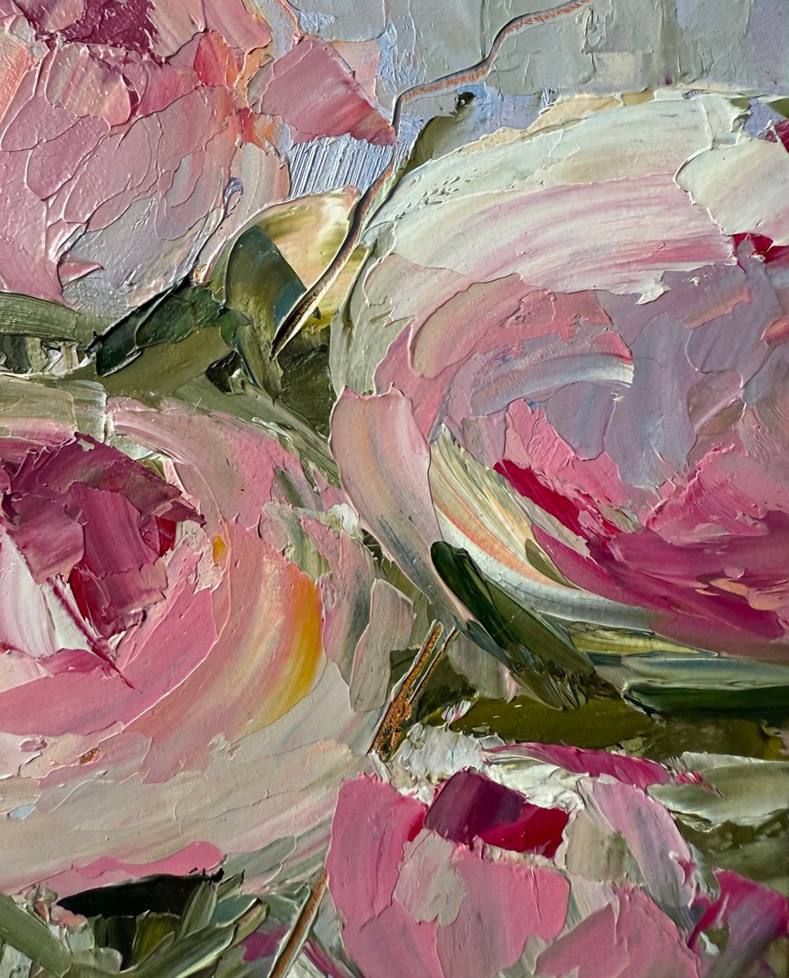 Original Oil Painting - Morning Peonies by Anna Lyashenko