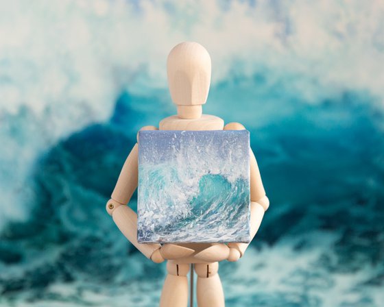 Miniature blue ocean waves
