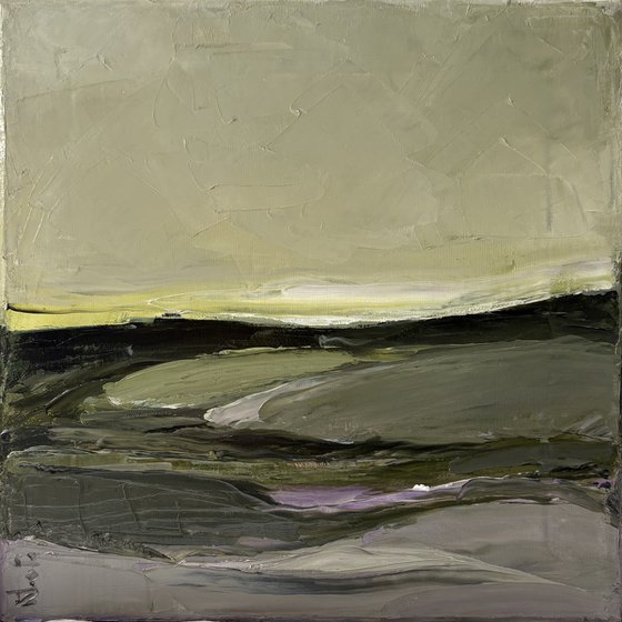 Abstract quiet fields waves on green