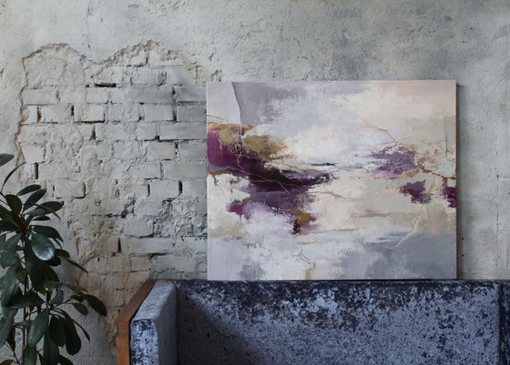 "Infinite 2" Purple gray abstract acrylic art