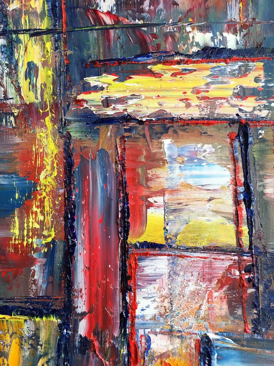 "Keep Your Distance" - FREE USA SHIPPING + Save As A Series - Original PMS Abstract Diptych Oil Paintings On Canvas - 32" x 20"