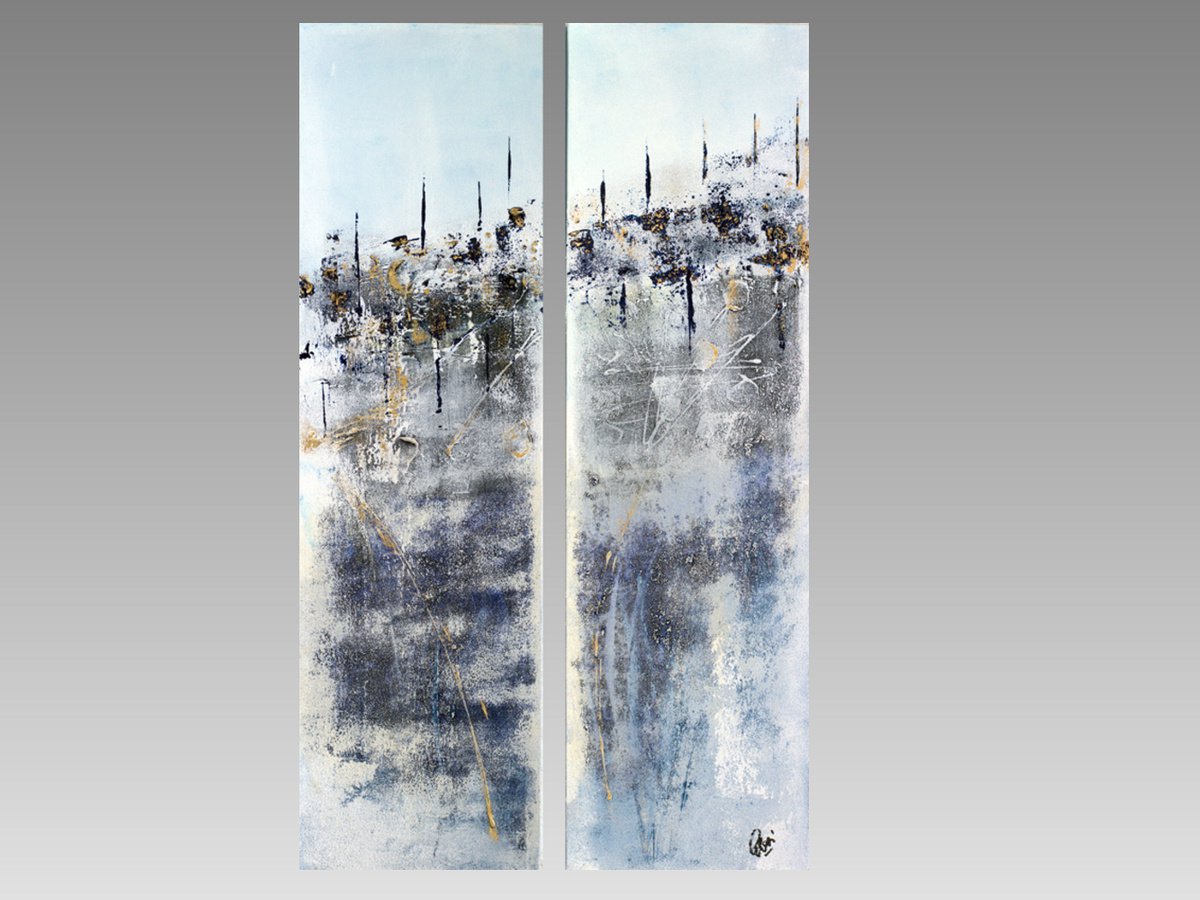 Phantasia - abstract acrylic painting blue canvas wall art textured painting ready to hang by Edelgard Schroer