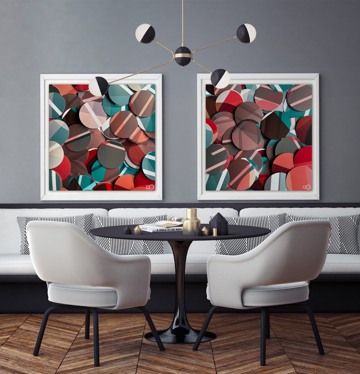 Geometric Abstract Photograph By Leigh Bagley, 20 X 20", Circles Photo Collage No:1, Original Artwork