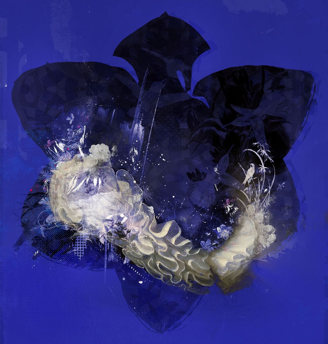 Botanical Painting By Teis Albers, 39 X 39", Floracollar Ii, Original Artwork