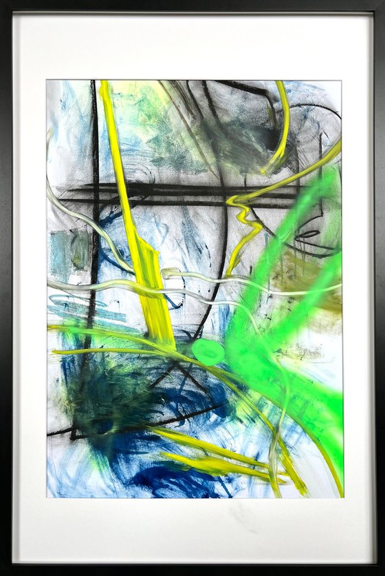 Framed abstract paintings