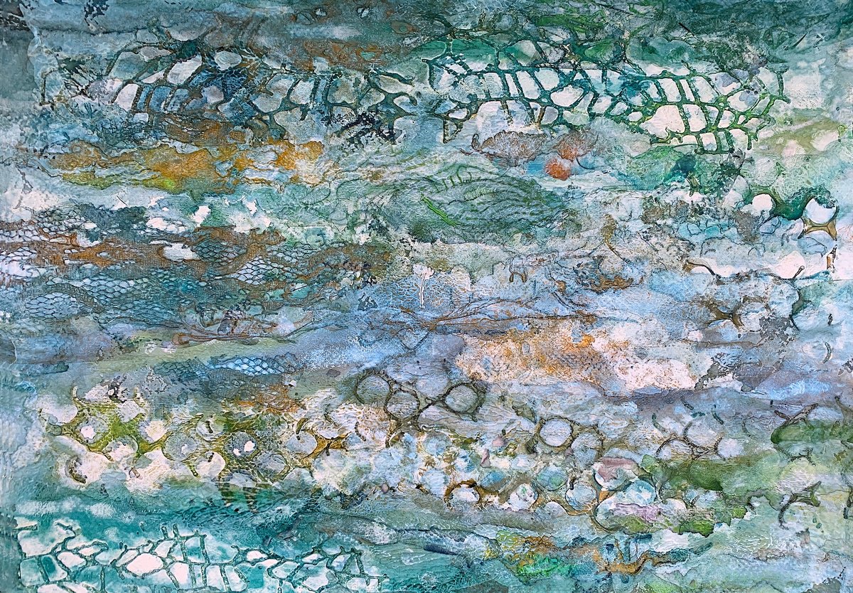 Abstract Watercolour , Beneath The Sea Shallows By Suzsi Corio, 12 X 8, Artwork For Sale On Artfinder