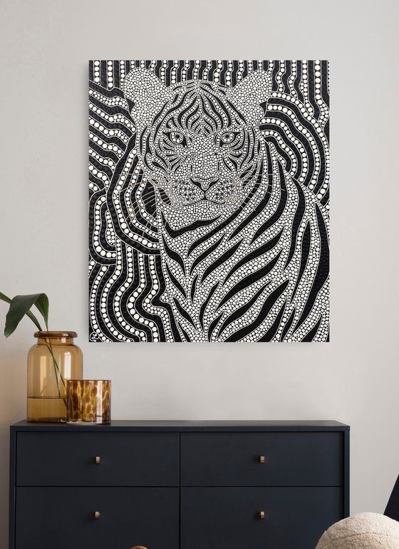 Hypnotic Black and White Tiger