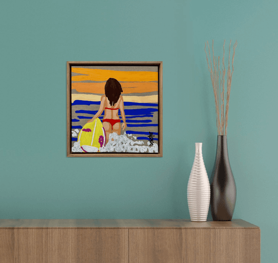 Lady in Red - Surf 33.5cm x 33.5cm