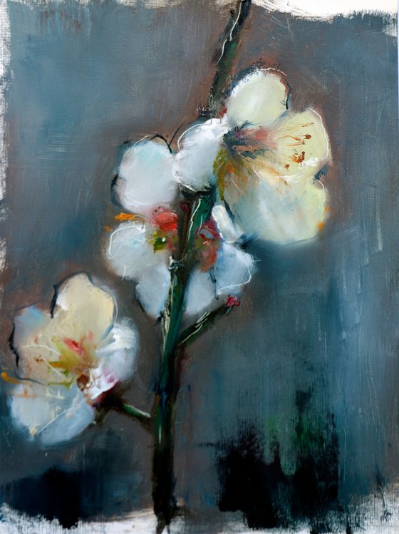 Cherry Blossom Delight- Original Oil Painting on Paper - Fine Art Floral Decor Botanical Artwork for Your Home