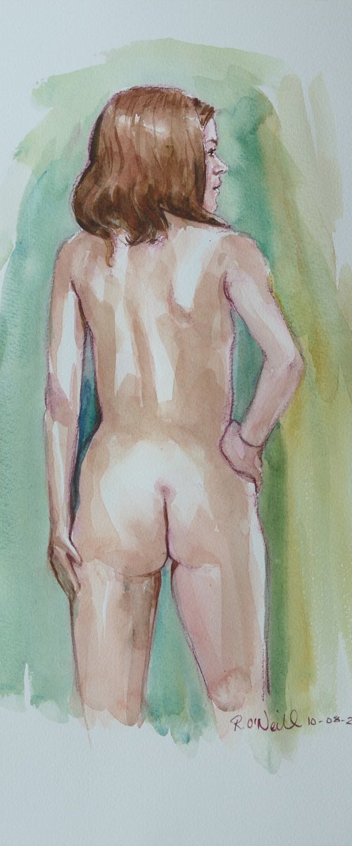 Standing female nude back study by Rory O’Neill