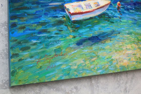 Couple boats at sea water surface