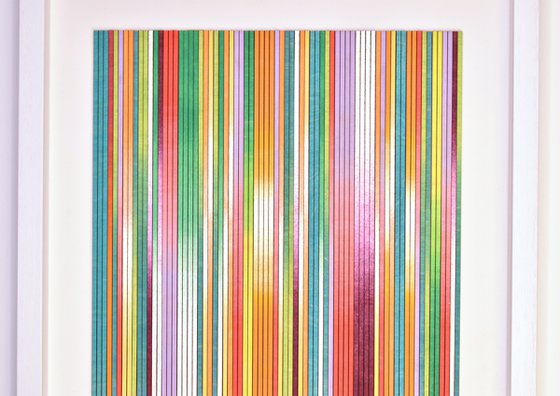 Abstract stripe wood panel collage