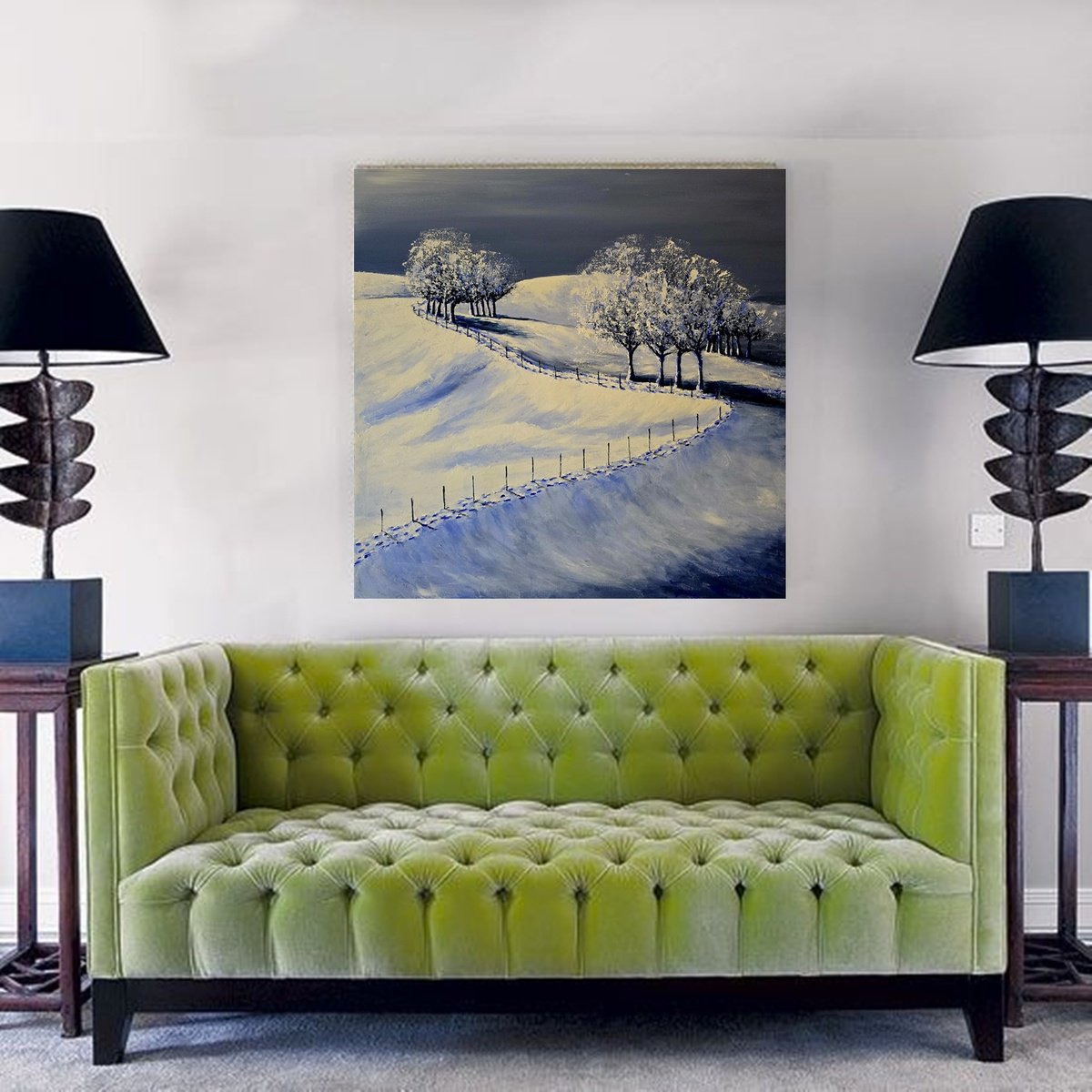 Impressionistic Landscape Acrylic Painting By Danijela Dan, 31 X 31, Traces In The Snow, Original Artwork