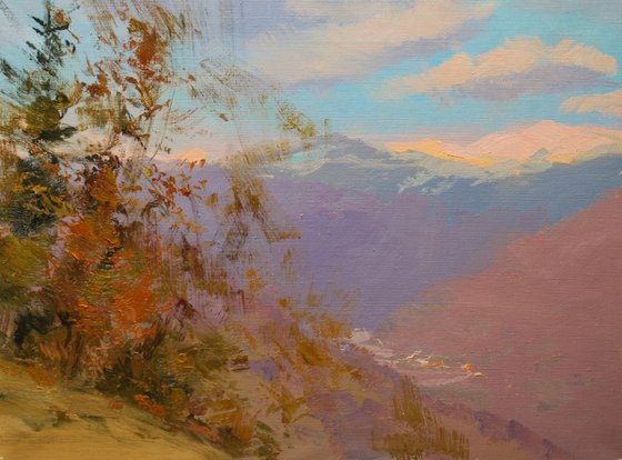 Impressionist landscape painting " Calm Clouds" ( 413l15 )