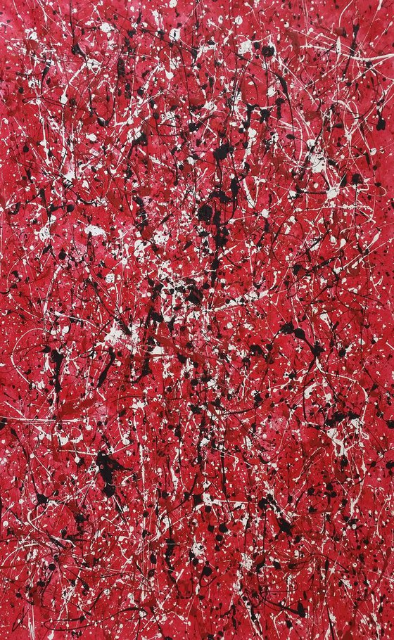 ABSTRACT JACKSON POLLOCK style ACRYLIC PAINTING ON CANVAS BY M. Y.